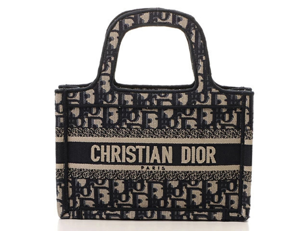 Christian Dior handbag Oblique Book Tote Bag Navy Blue Canvas